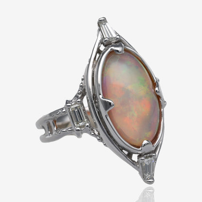 Jolie Opal and Diamond Ring White Gold