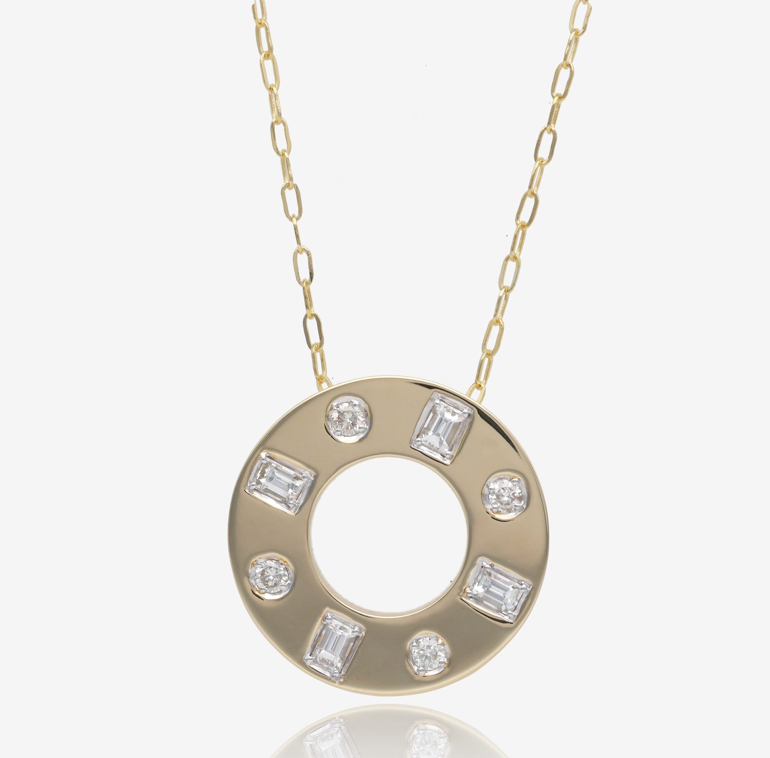 Diamonds in Orbit Pendant in 14K Yellow Gold