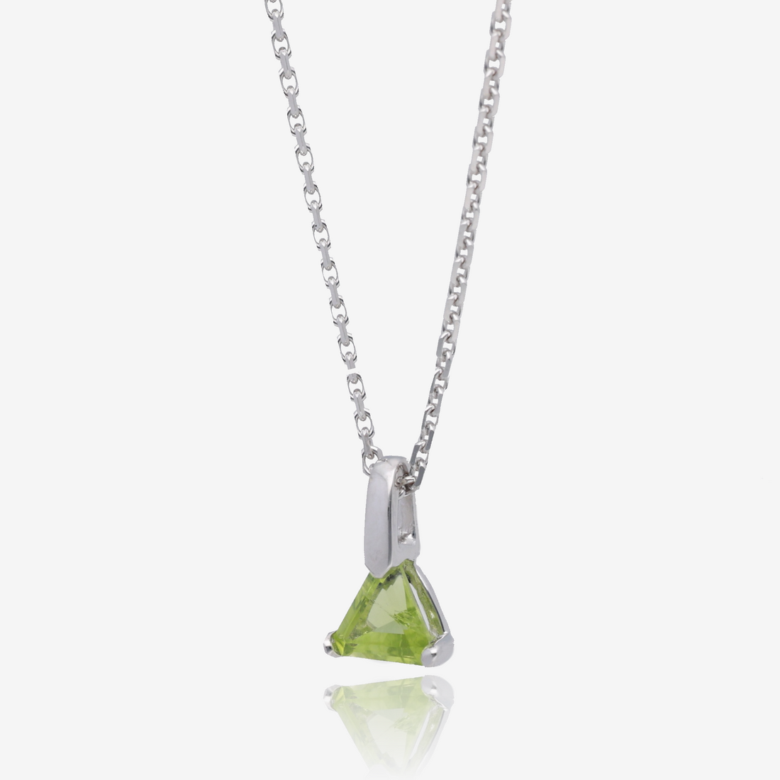 Triangle Peridot Pendant in Sterling Silver