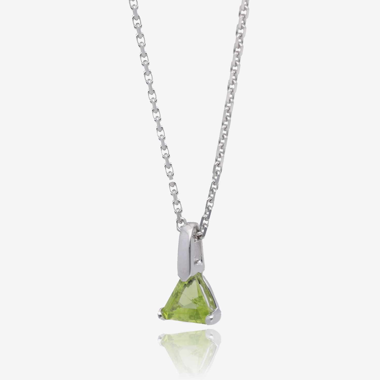 Triangle Peridot Pendant in Sterling Silver