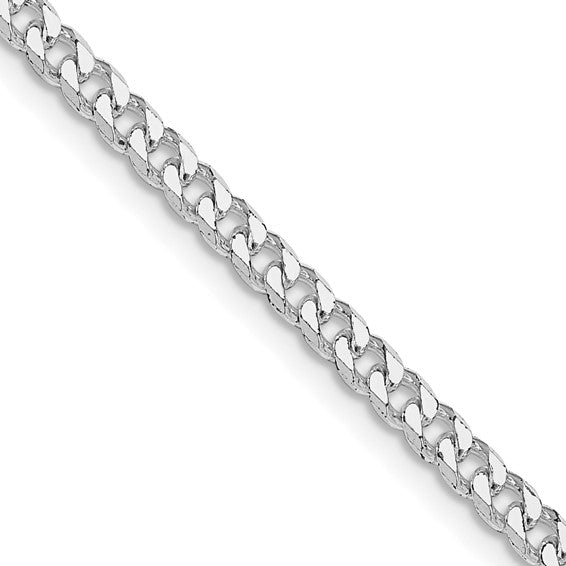 22" Sterling Silver Rhodium-plated Polished 3.15mm Curb Chain
