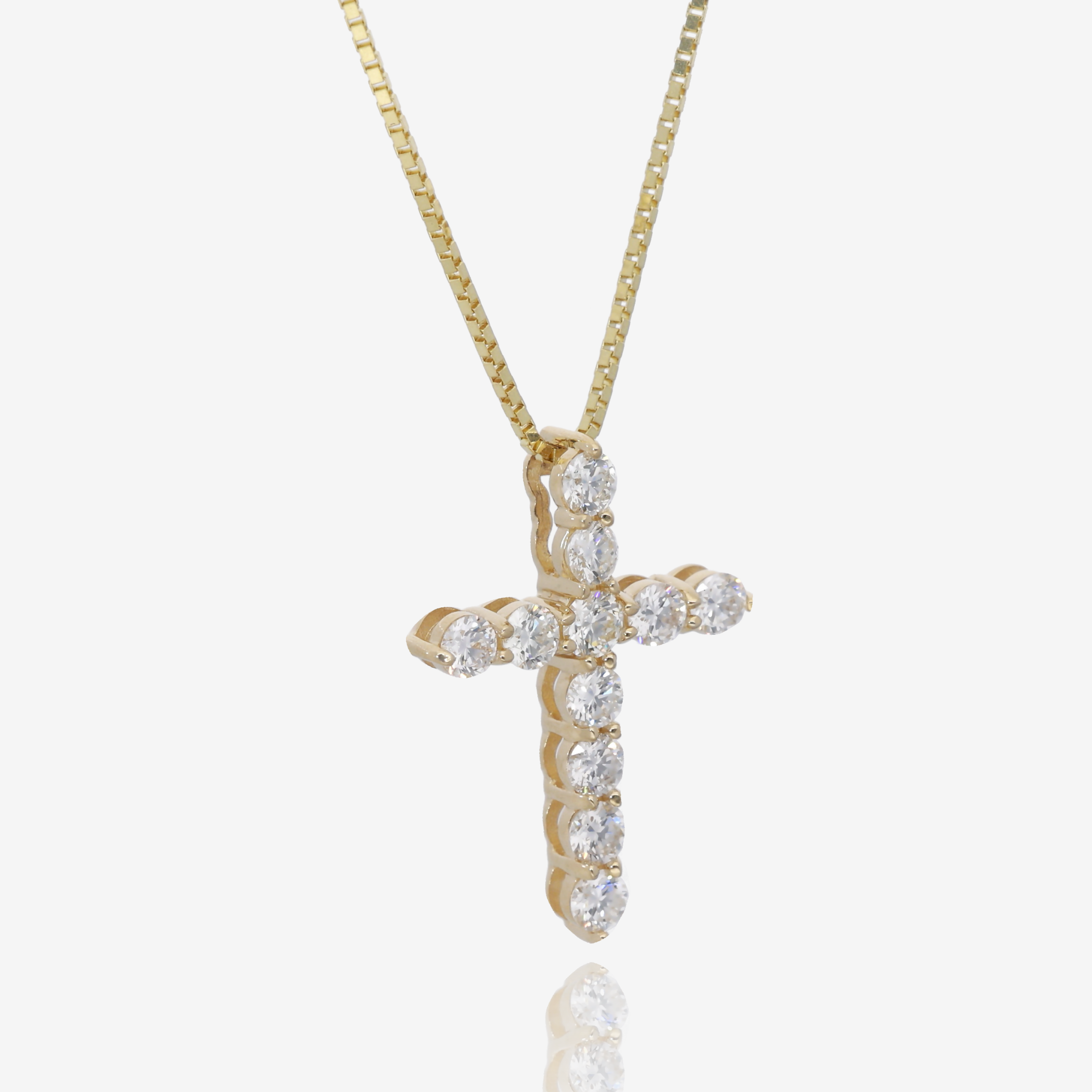 Strength and Light Natural Diamond Cross Pendant in 14K Yellow Gold