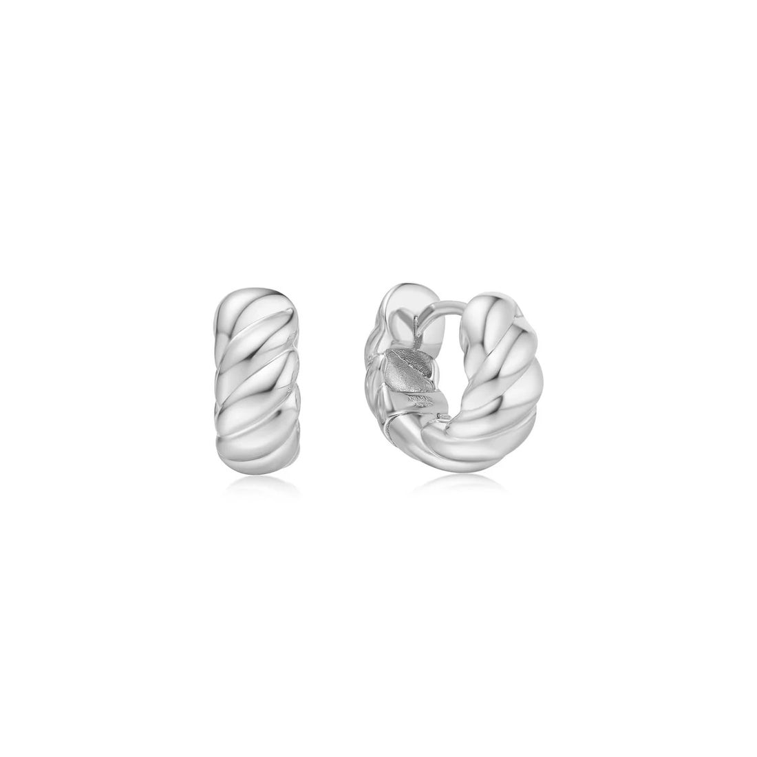 Silver Bold Texture Small Huggie Hoop Earrings