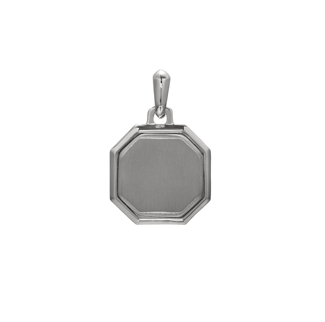 Sterling Silver Octagonal Tag Pendant With Brushed Center