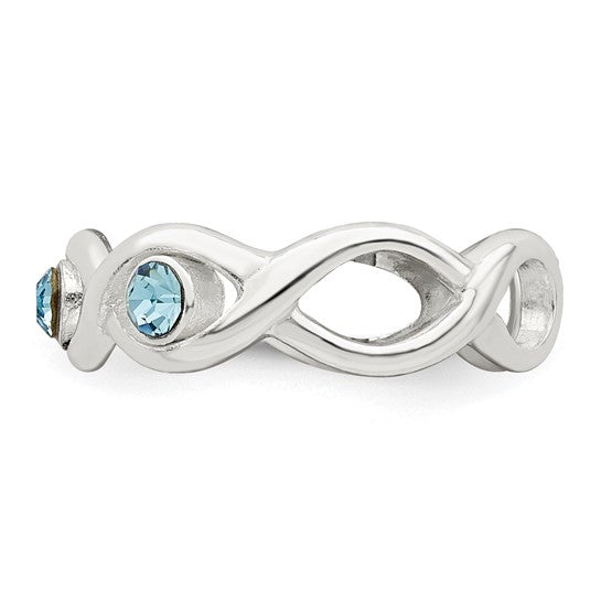 Blue Crystal Drops Silver Toe Ring