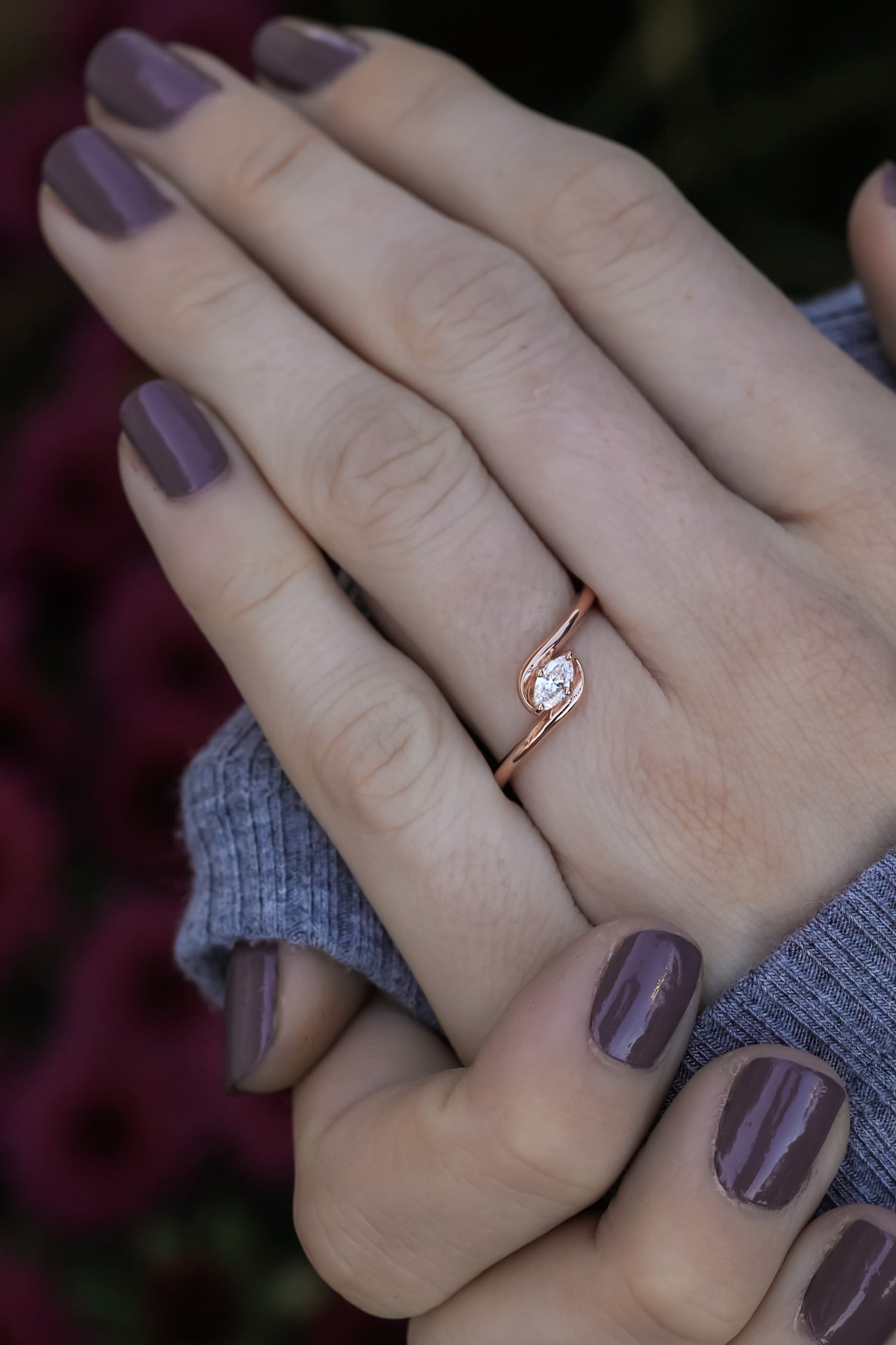 Cozy Little Hug Marquise Ring Rose Gold