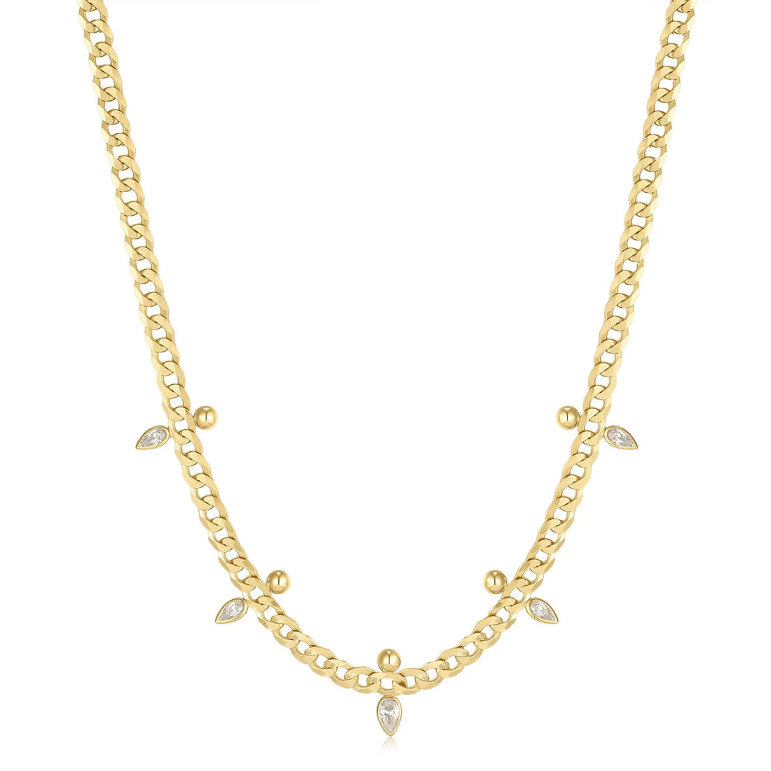 Curb Chain Sparkle Point Necklace