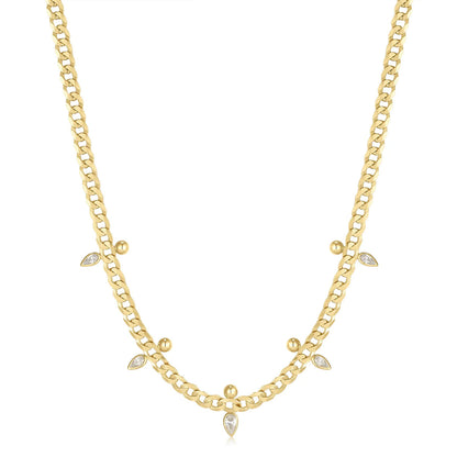 Curb Chain Sparkle Point Necklace