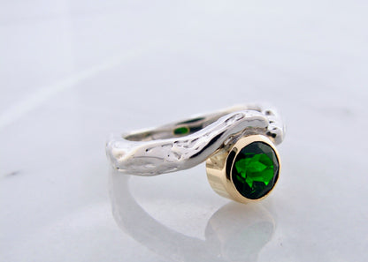 Secret Garden Bezel Chrome Diopside Two-Tone Ring