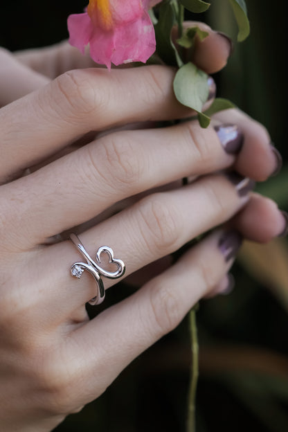 .06 Ctw Diamond Heart Promise Ring in Silver