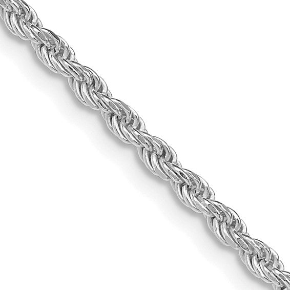 20&quot; Sterling Silver Rhodium-plated 2.25mm Diamond-cut Rope Chain