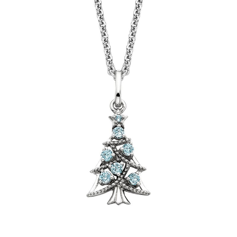 Twinkling Topaz Tree Silver Necklace