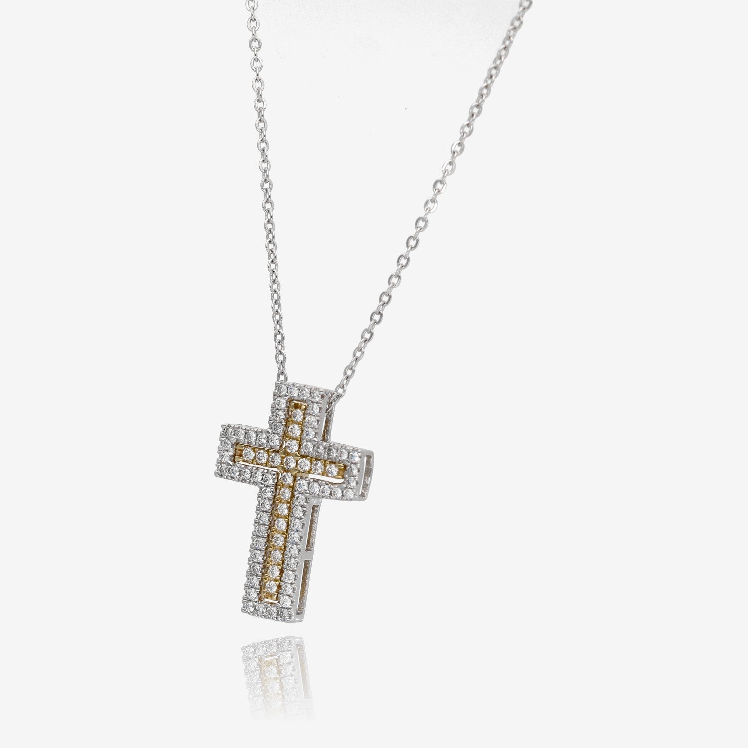 10k Two Tone Diamond Interchangeable Cross Pendant