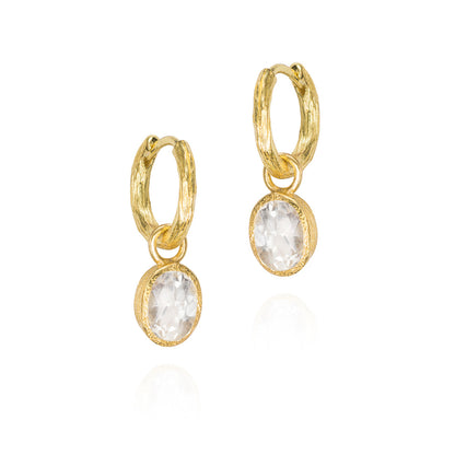 Zen Organic Natural Oval Birthstone Hoop Earrings