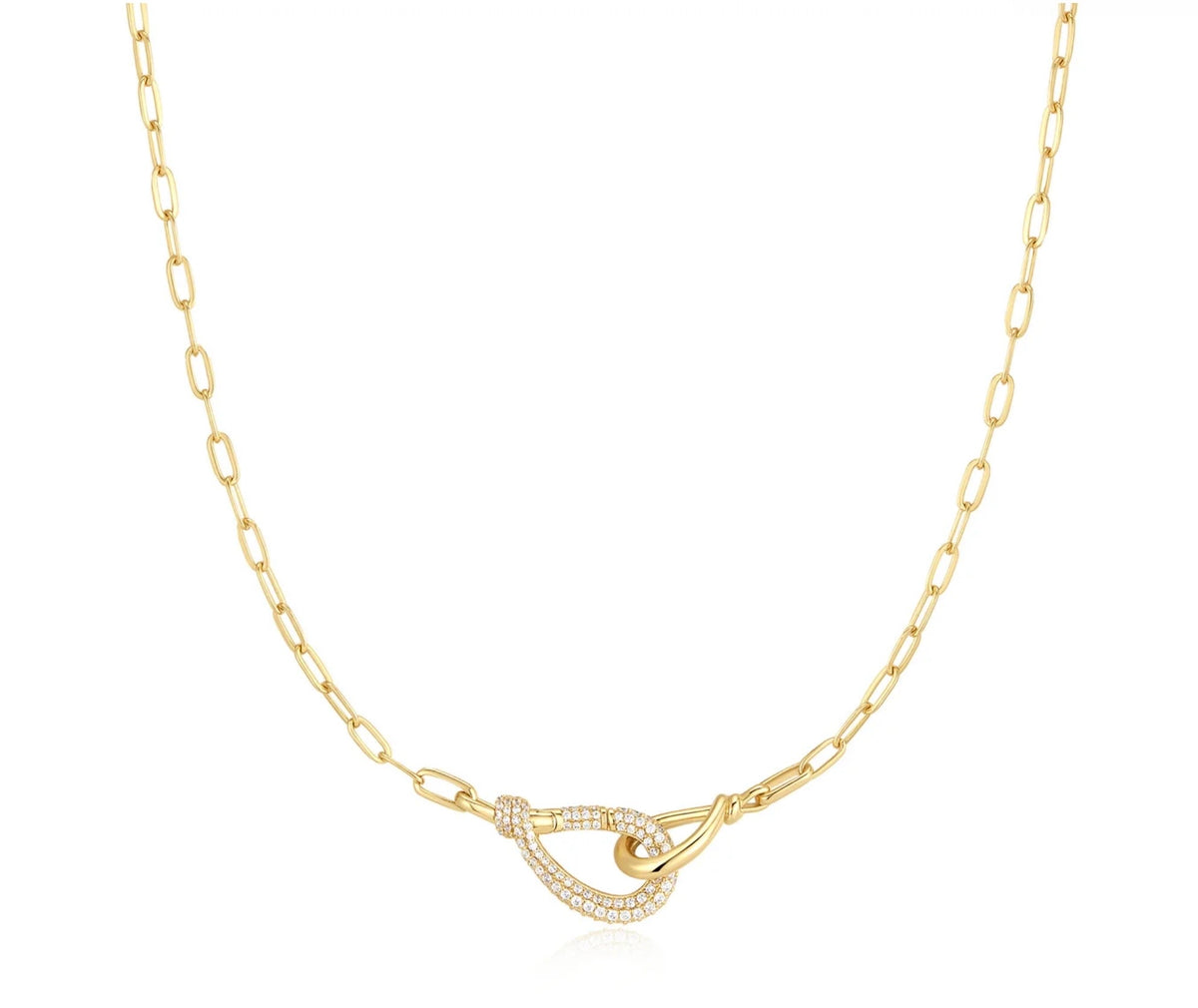 Yellow Interlocked Pavé &amp; Polished Knot Necklace