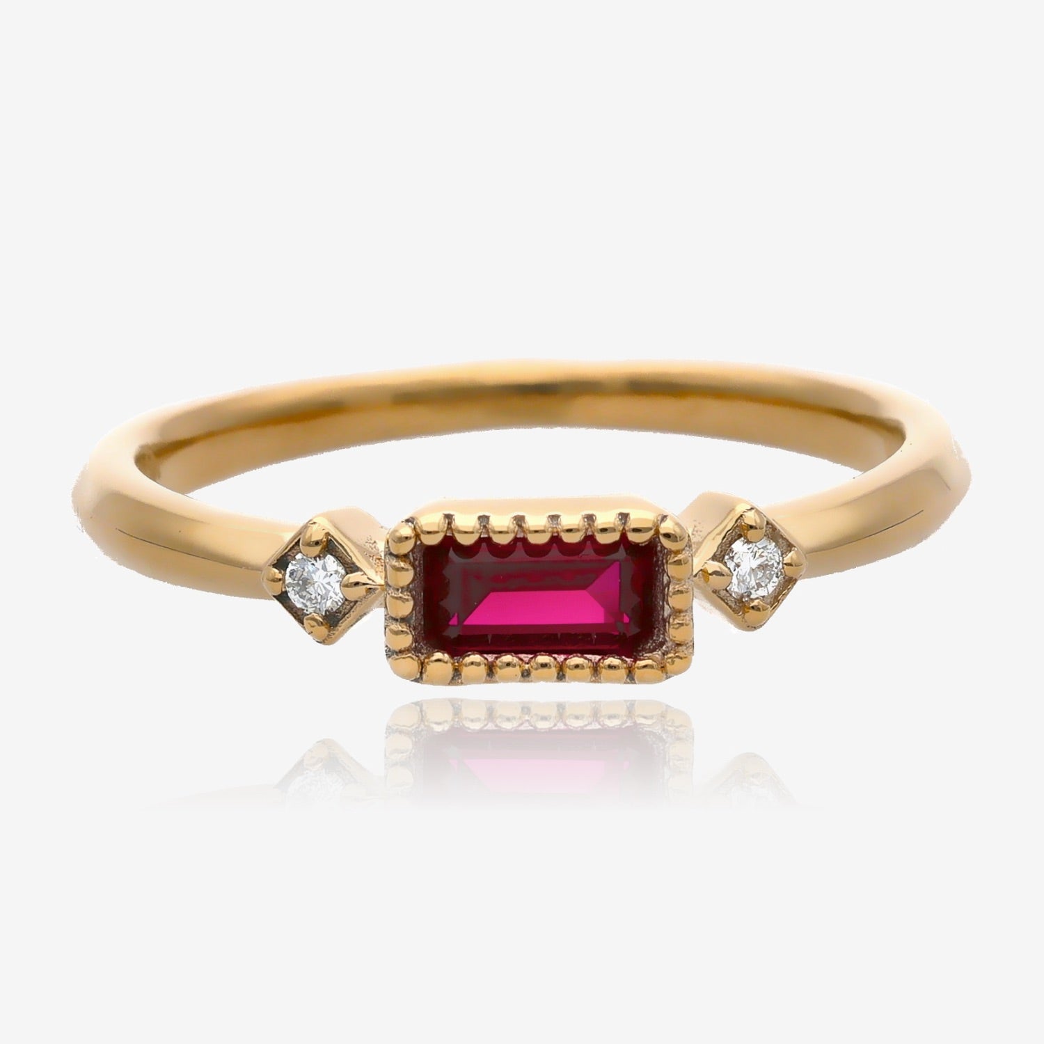 Radiant Elegance: Diamond Accented Gold Birthstone Ring