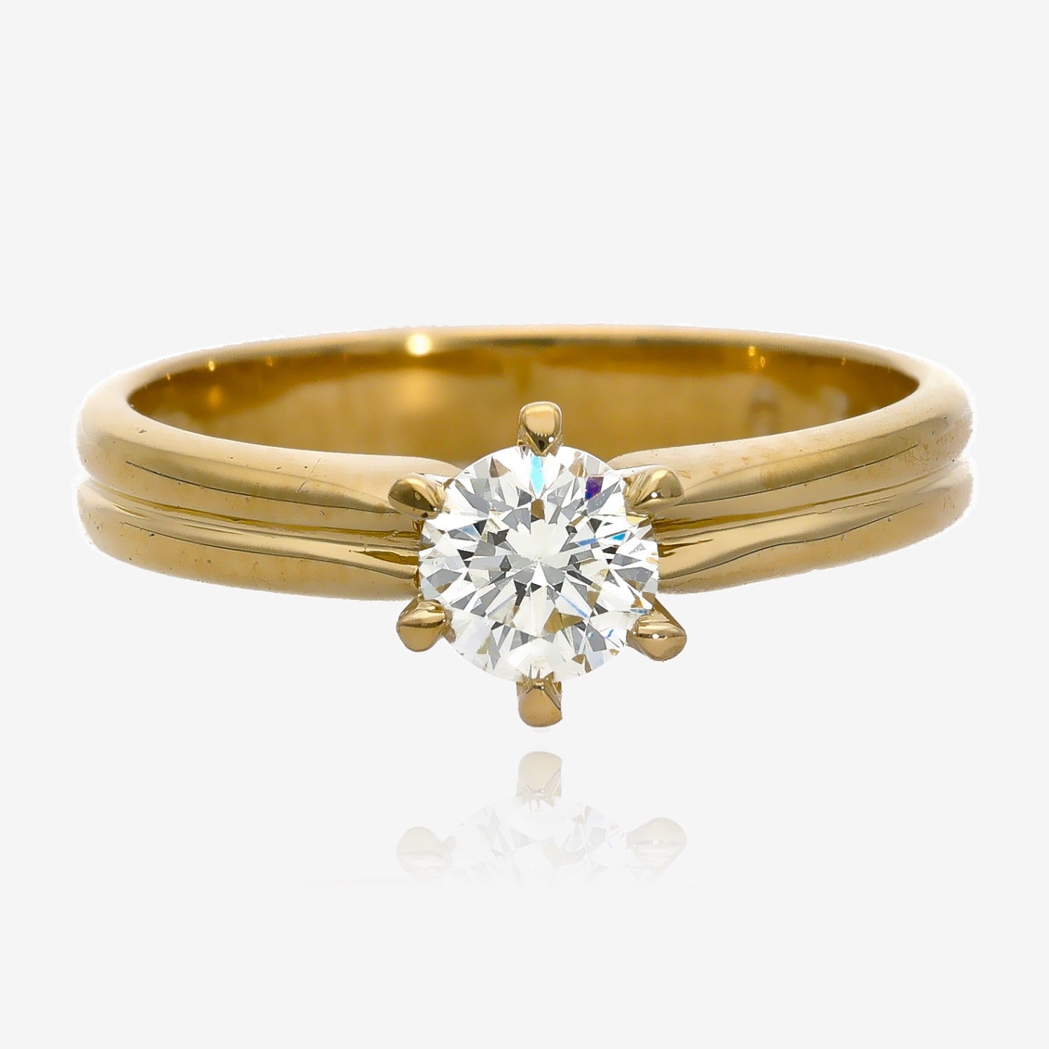 0.51ct Double Band Engagement ring in 18k Yellow Gold