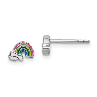 Mini Rainbow Enamel Sterling Stud Earrings