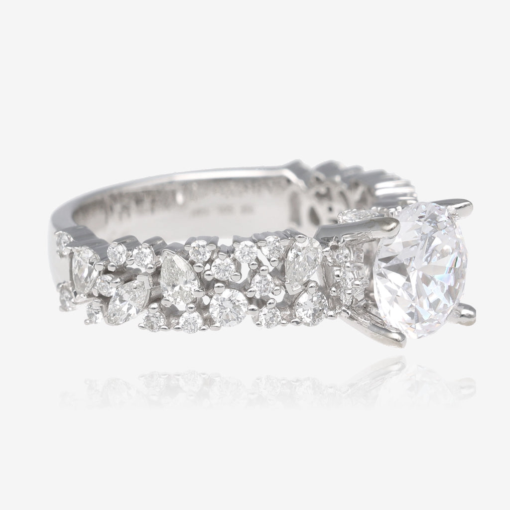 Scattered Wide Diamond Wedding Engagement Ring