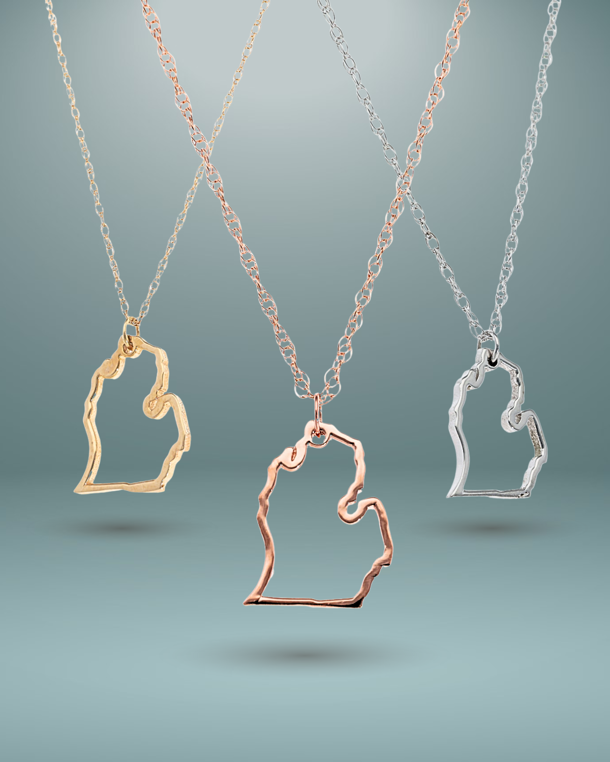 Michigan Mitten Silhouette Necklace