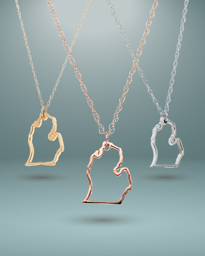 Michigan Mitten Silhouette Necklace