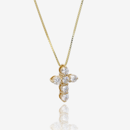 Enduring Grace Natural Diamond Cross Pendant in 14K Yellow Gold
