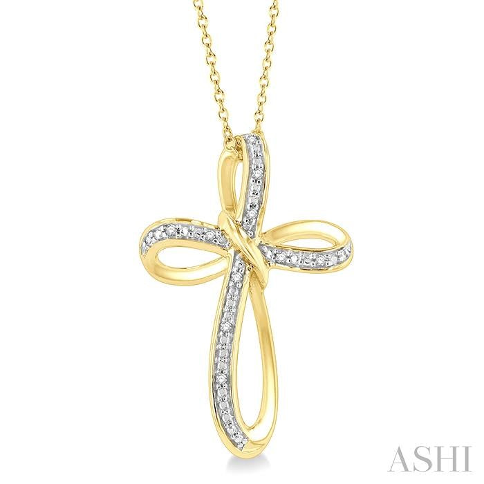 Sweeping Gold Vermeil Cross Diamond Necklace