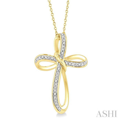 Sweeping Gold Vermeil Cross Diamond Necklace