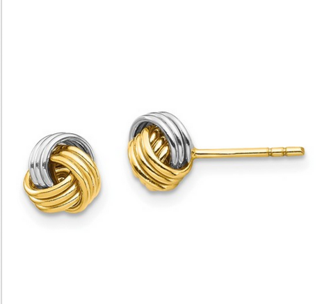 14K Two Tone Love Knot Post Earring