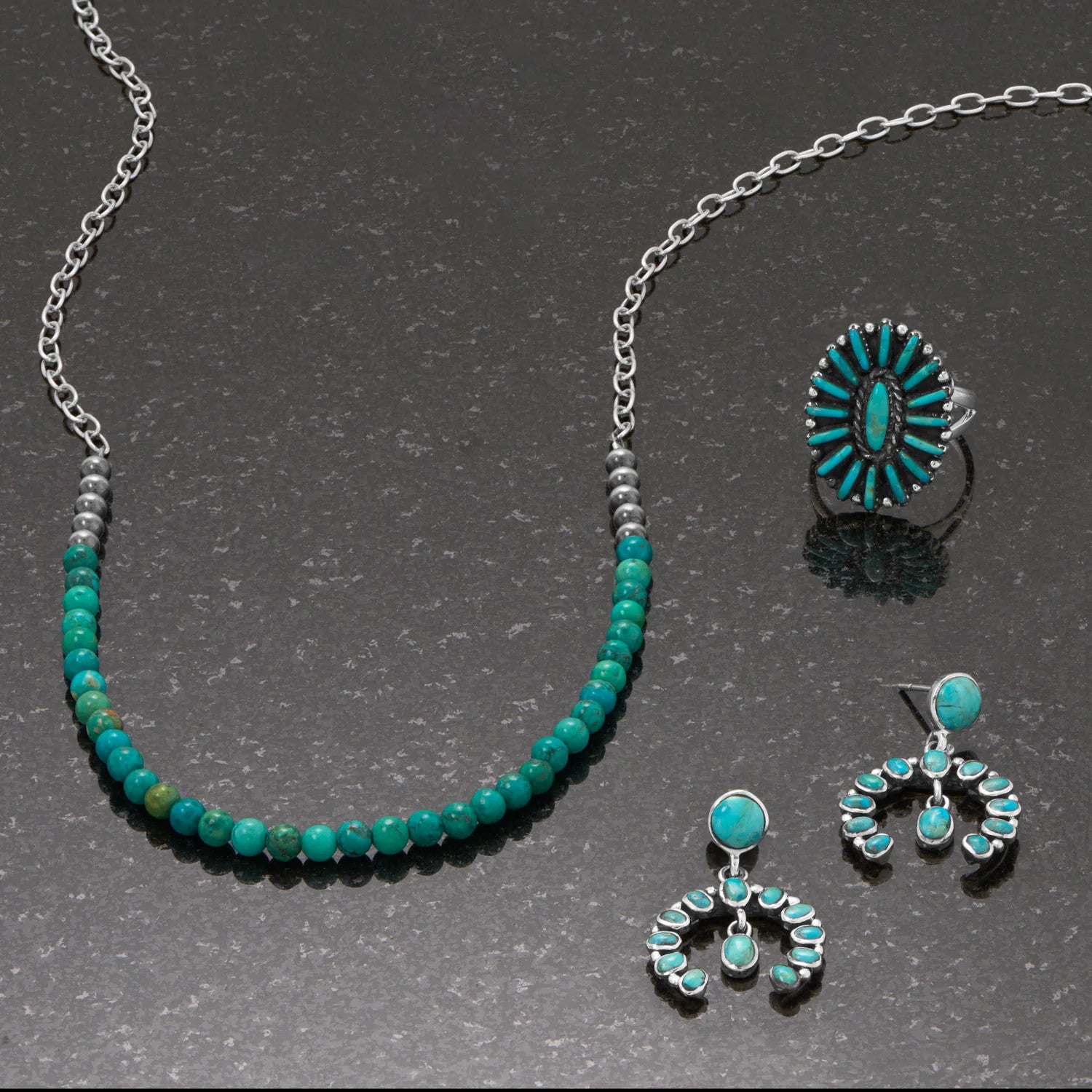 Desert Sunburst Turquoise Silver Ring