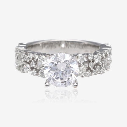 Scattered Wide Diamond Wedding Engagement Ring