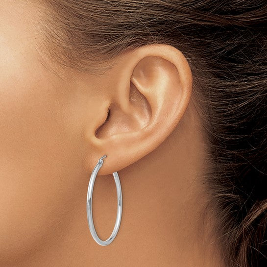 35mm Timeless 14k White Gold Hoops