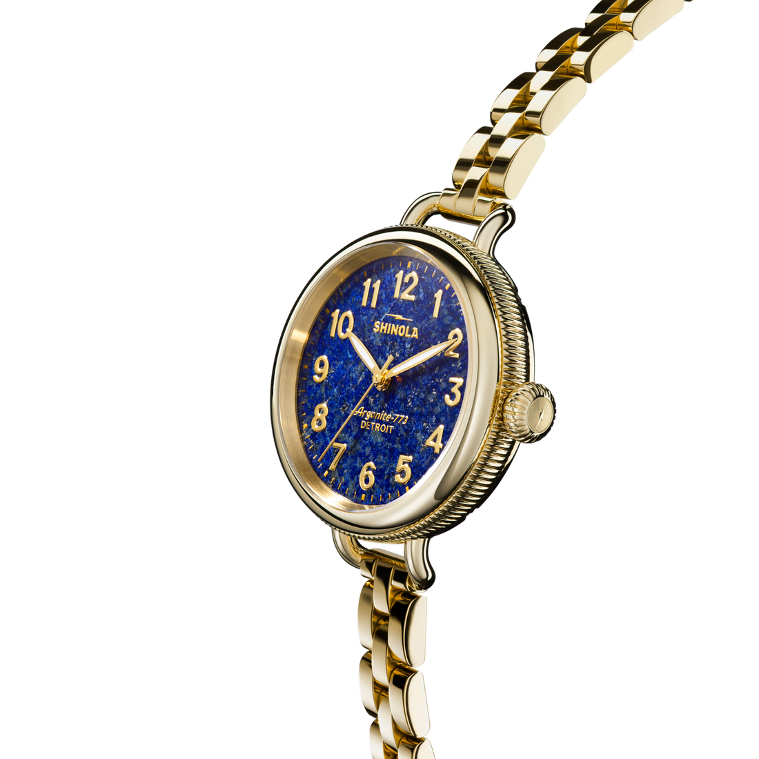 SHINOLA Ladies Birdy Lapis Gold Tone Watch