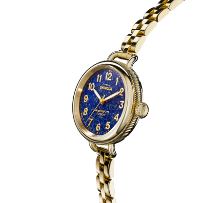 SHINOLA Ladies Birdy Lapis Gold Tone Watch