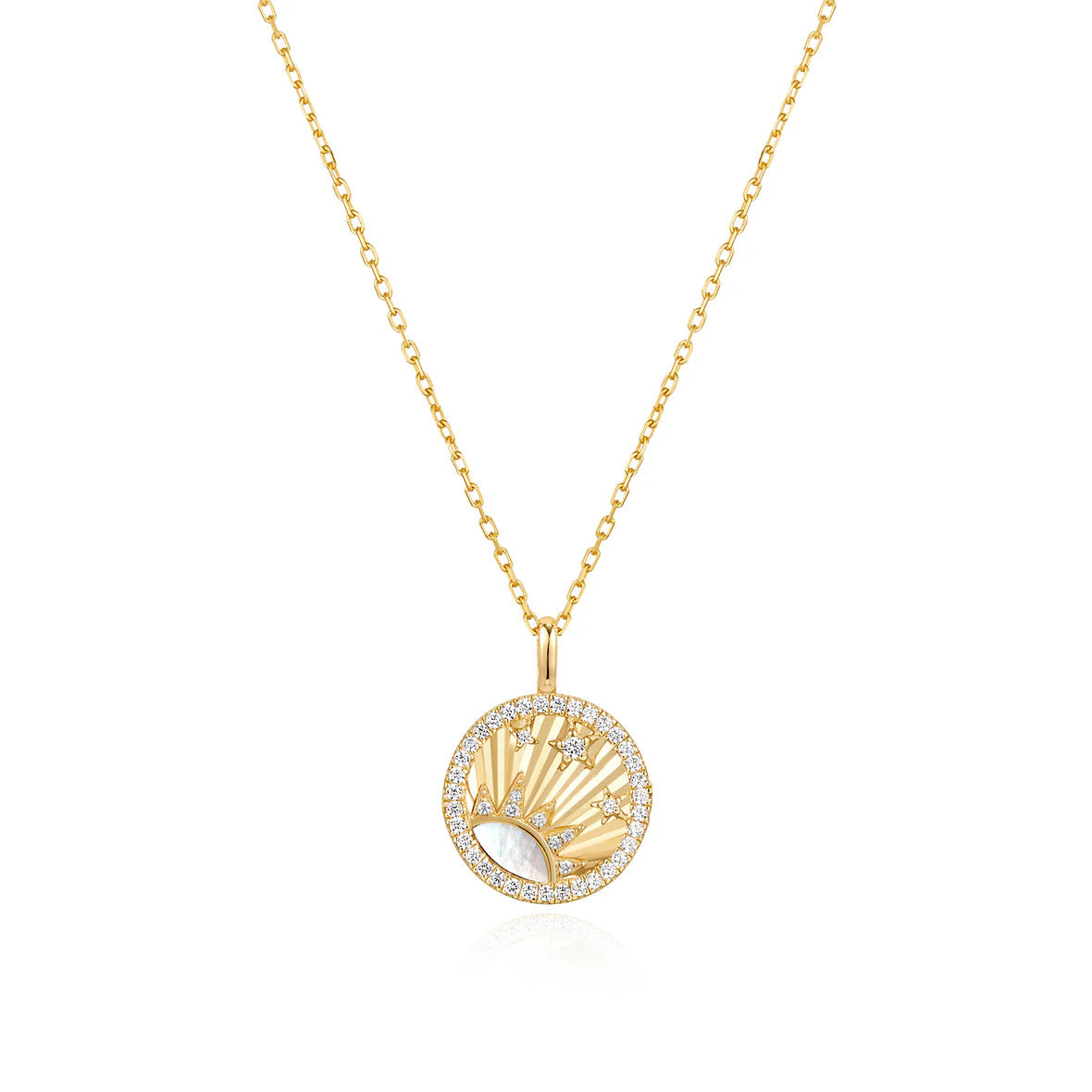 Gold Shiny Sun Star Necklace