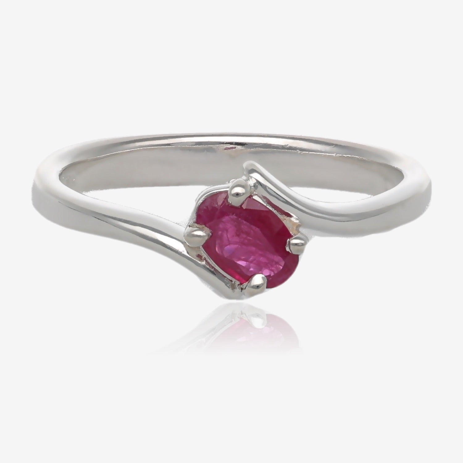 Sweetness Ruby and Silver Crossover Ring