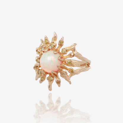 Solstice Opal and Yellow Diamond Ring