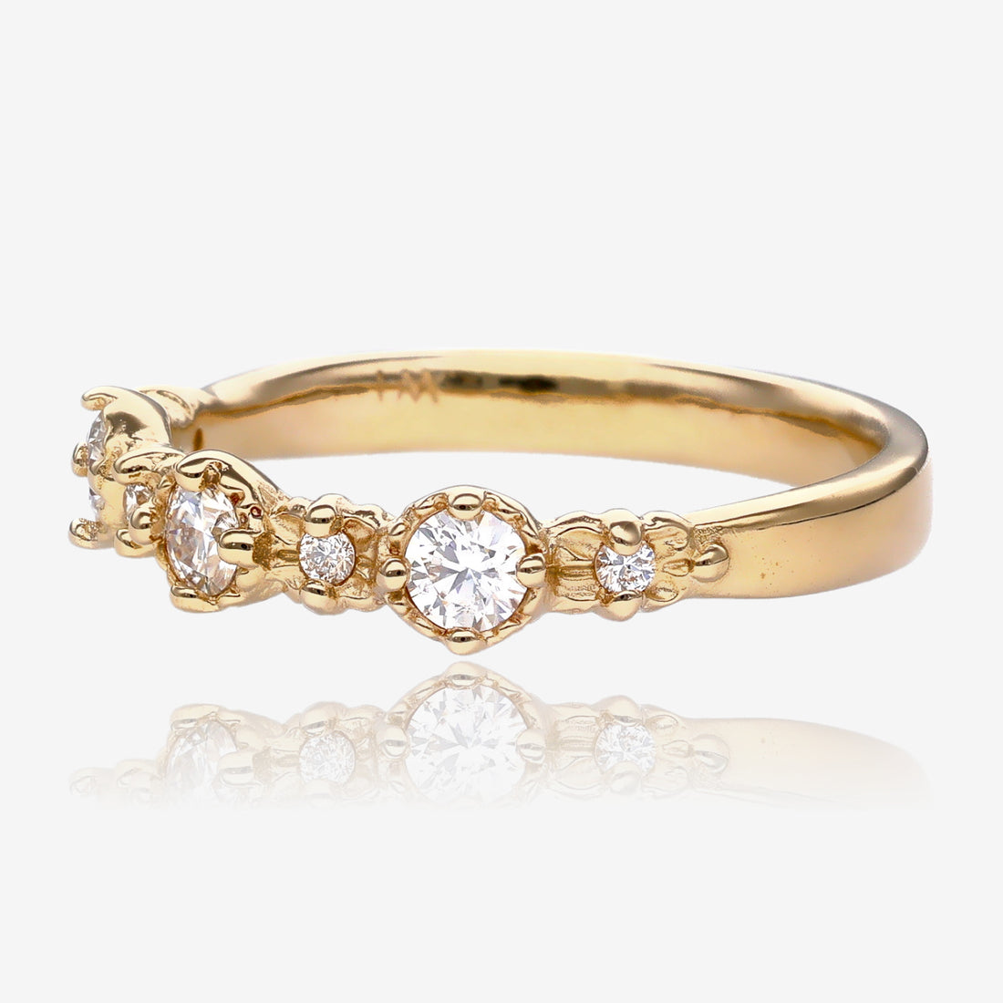 Handmade Treasure Band in Twinkling White Moissanite 14k Yellow Gold