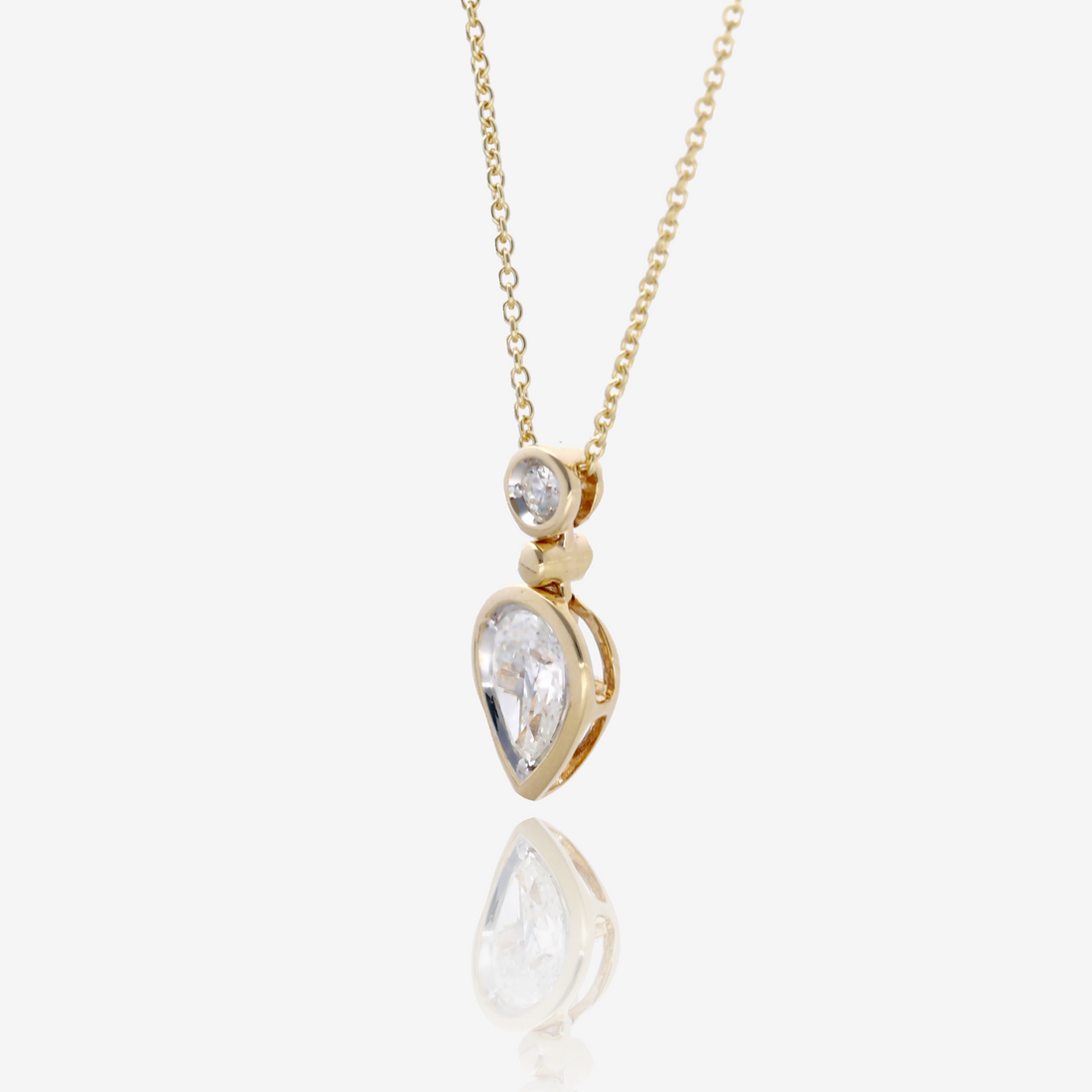 1/2ct Pear Shape Natural Diamond Pendant in 14K Yellow Gold