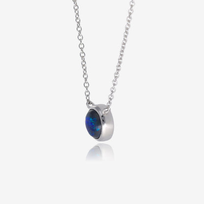 Simply Sweet Silver and Blue Opal Necklace