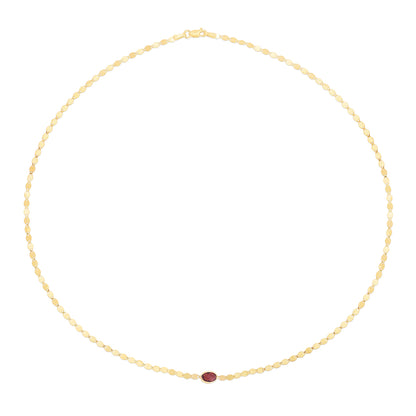 Checkerboard Cut Gemstone Mirrored Chain 14K Necklace