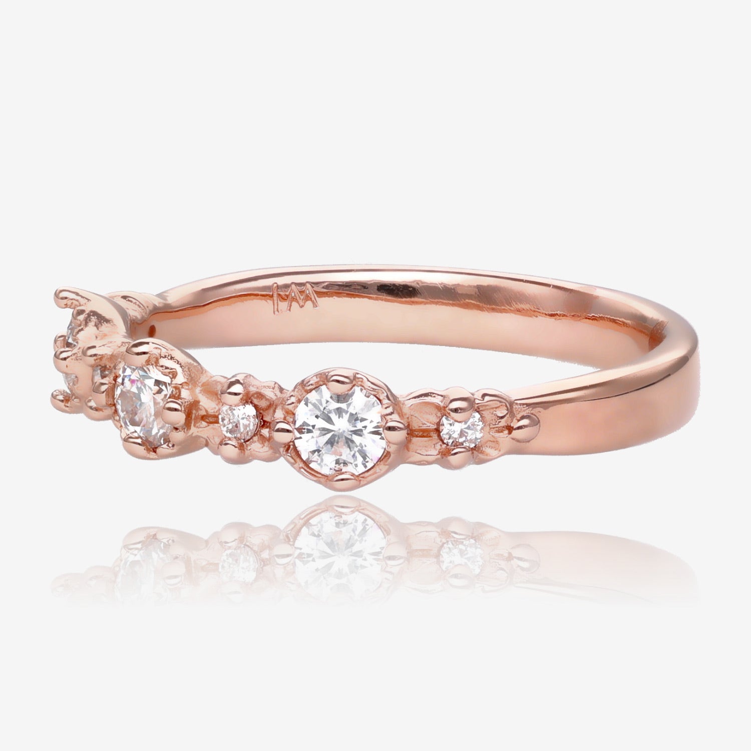 Handmade Treasure Band in Twinkling White Moissanite 14k Rose Gold