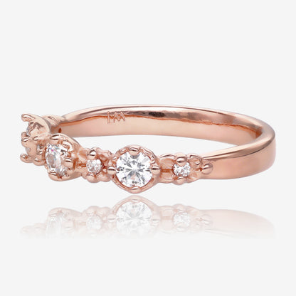 Handmade Treasure Band in Twinkling White Moissanite 14k Rose Gold