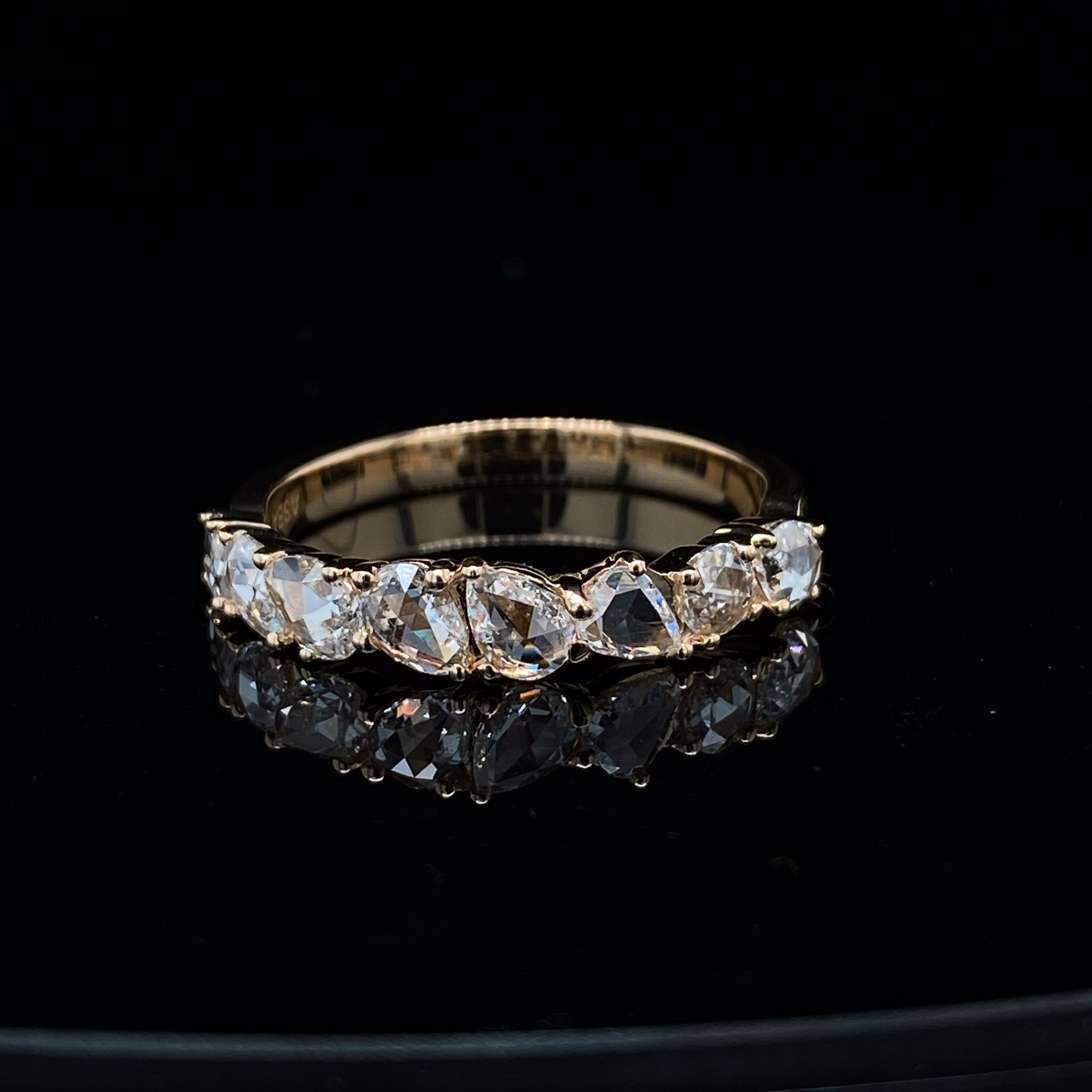 0.66ct TDW Rose Cut Dia 14K Yellow Gold Ring