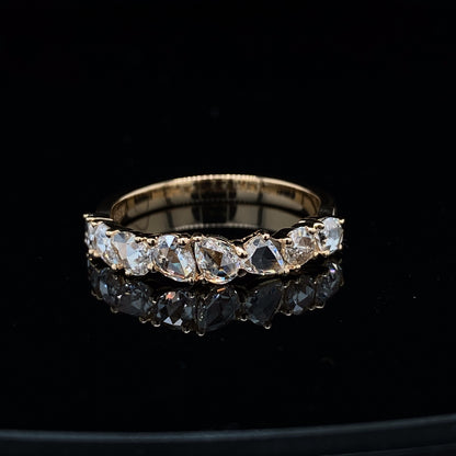 0.66ct TDW Rose Cut Dia 14K Yellow Gold Ring