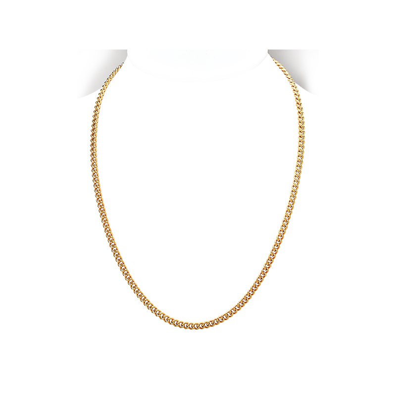 20" 4mm Curb Link Gold Plated Sterling Silver Chain