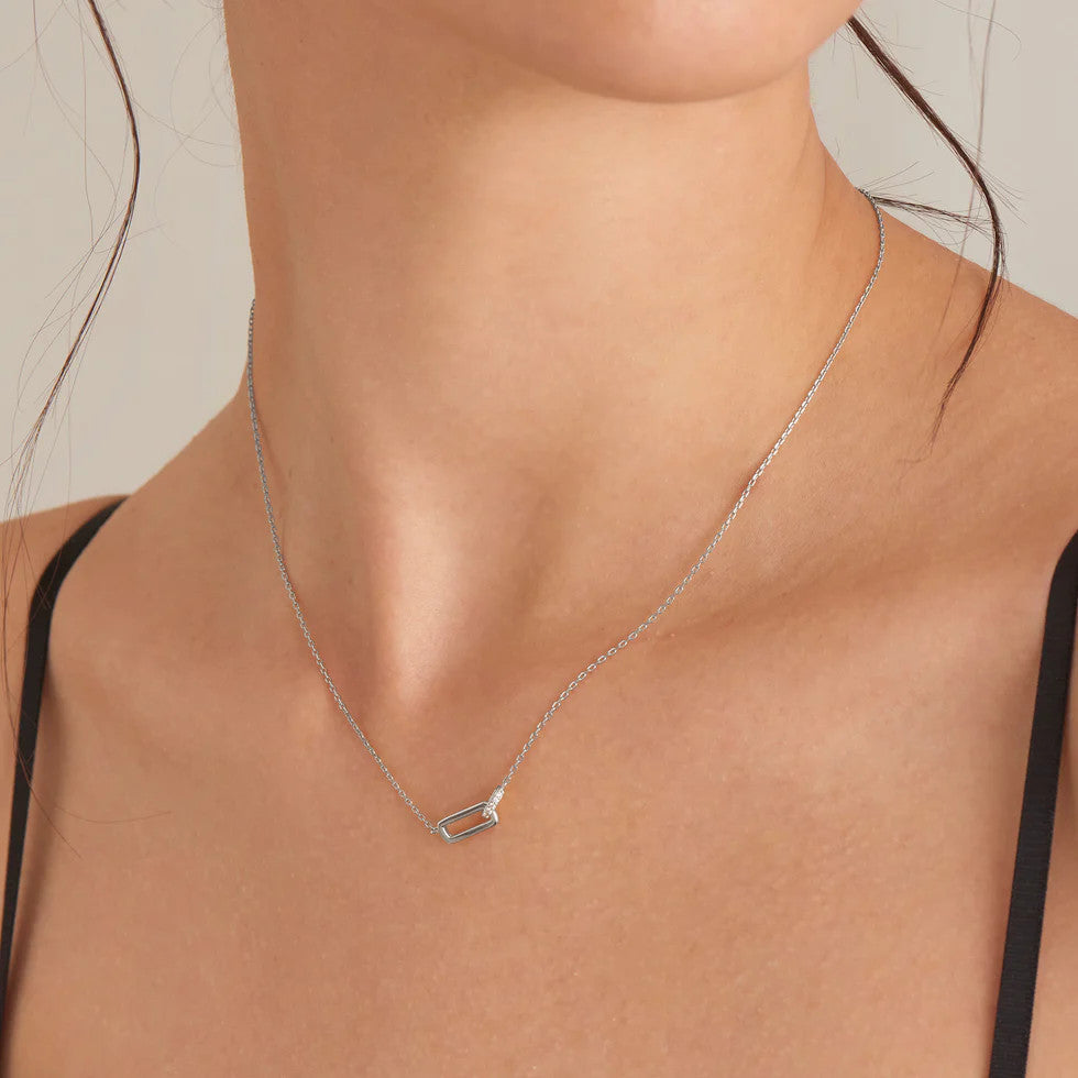 Silver Glam Interlock Necklace