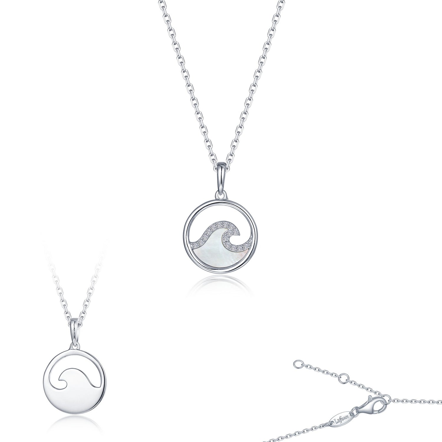 Silver Seafoam Mother Of Pearl Wave Necklace