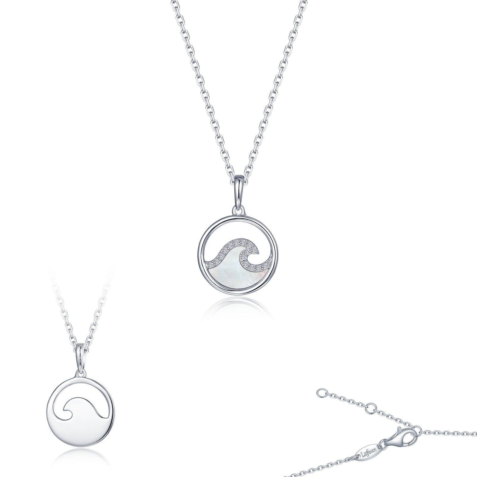 Silver Seafoam Mother Of Pearl Wave Necklace