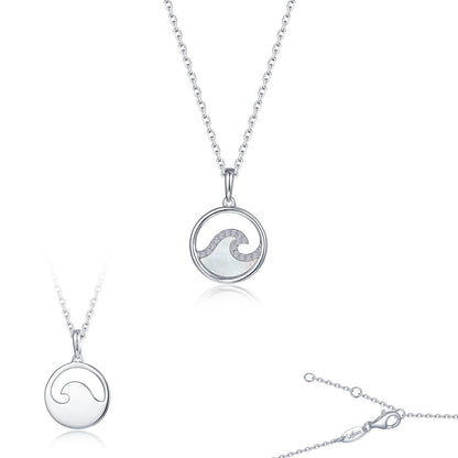 Silver Seafoam Mother Of Pearl Wave Necklace